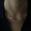 Emerald Water Drop Necklace: French Retro, Luxury Gold, Artistic Square Clavicle Chain for Women.