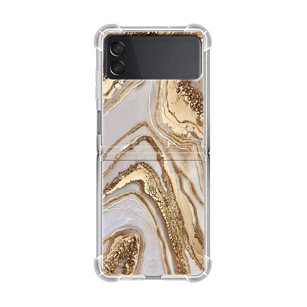 Luxury Case For Samsung Galaxy Z Flip 3 4 5G Funda Z Flip3 Clear PC Hard Shockproof Back Phone Coque Shell Marble