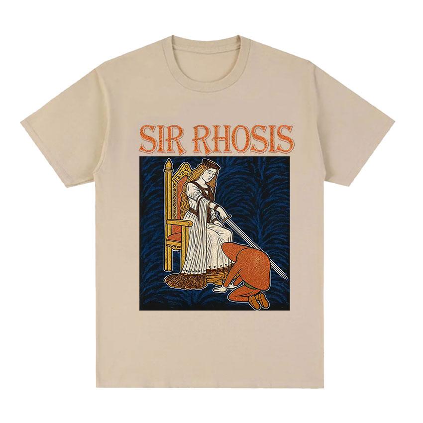 Sir Rhosis Mittelalterliches T-Shirt Lustiges Betrunkener Ritter Meme Grafik T-Shirt Herren Damen Vintage Übergroß 100% Baumwolle Kurzarm T-Shirt