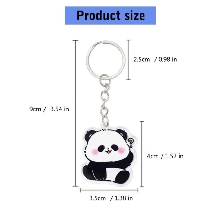 6pcs Stylish Panda Keychain Acrylic Keyring Bag Pendant Animal Lover Accessory Car Interior Decoration Handmade Present