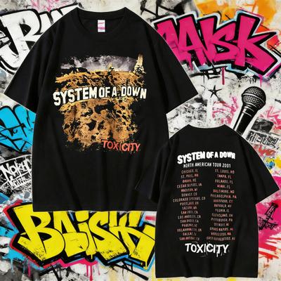2025 Summer Vintage Rock Band System of A Down Toxicity Tour Unisex Women Gothic Punk Rock Tshirts Unisexs Hip Hop Oversized TShirts