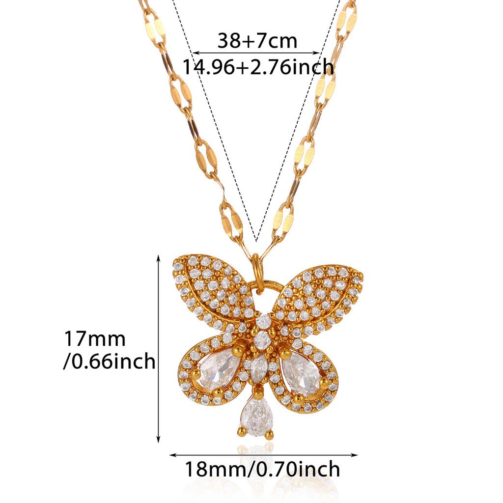 Luxury Micro Pave CZ Gold Color Necklace For Women Star Compass Butterfly Pendant Choker Waterproof Vintage Jewelry Daily Gift