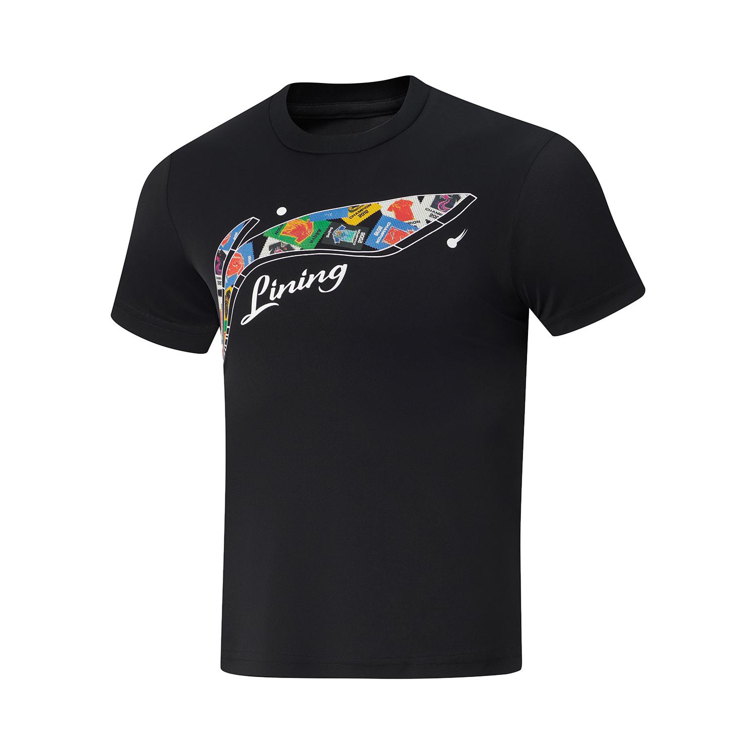 Li Ning Серия Настольный теннис Логотип Буква Круглый вырез Пуловер Короткий рукав Унисекс Топы AHSU865-2 3XL