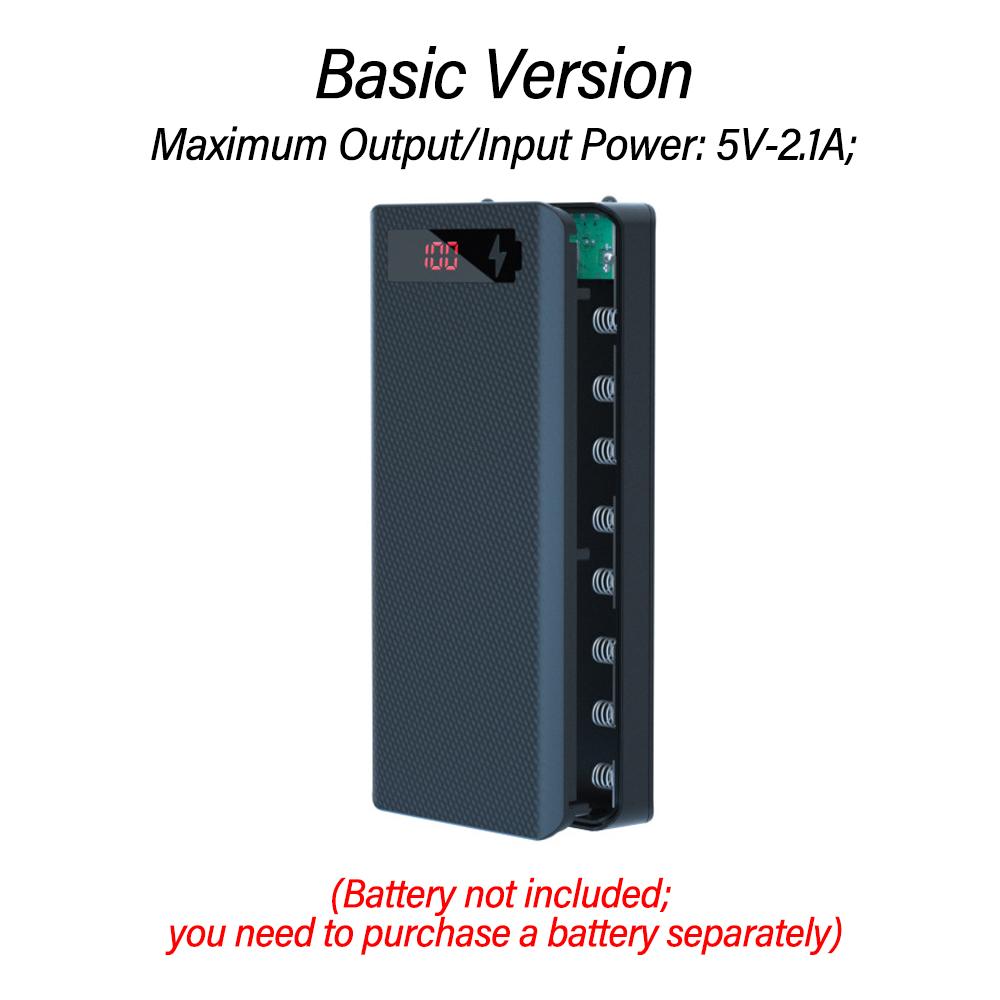 8 Cell 18650 Detachable Solder-Free DIY Power Bank Kit Mobile Power Supply Battery Case  LED Digital Power Display No Battery