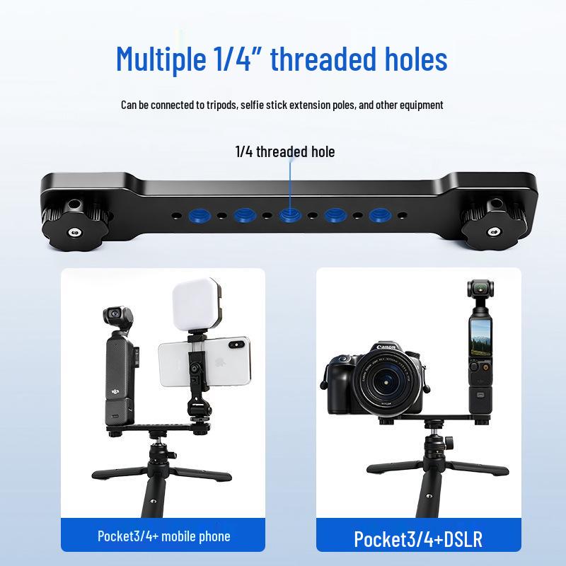 Metal Straight Crossbar Allen Bracket for DJI Pocket3 Camera, Phone, DSLR Dual-Machine Positioning