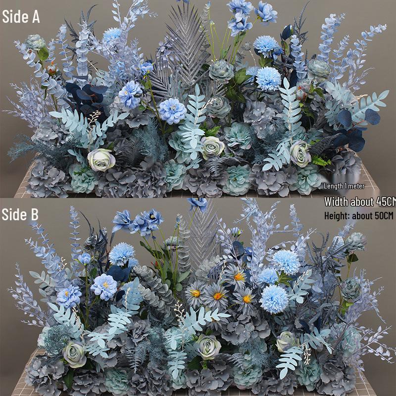 Large Wedding Aisle Runner with Silk Eucalyptus Flowers