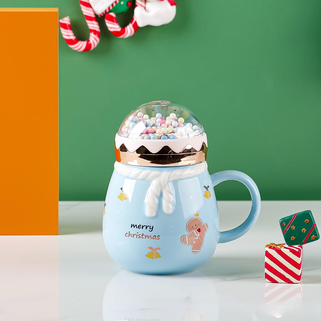 Creative Christmas Cup High Value Ceramic Cup Mug Gift Water Cup with Lid Cross Border Cartoon Cup Souvenir