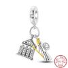925 Silver Virgin Mary Deep Blue Golden Goddess Beautiful Blessing Charms Beads 3mm DIY Fine Jewelry Making