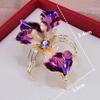 Trendy Enamel Iris Flower Brooch,Sparkling Rhinestone Inlaid Charm Banquet Party Jewelry, Gifts