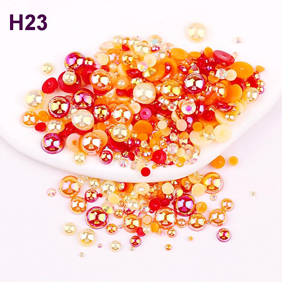 2mm-10mm Mixed Pearl & Resin AB Plated Half-Round ABS Imitation Pearl DIY Accessories