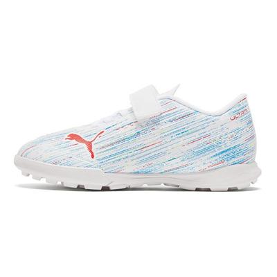 Round Toe Velcro Low Top Kids Soccer Shoes Kids Soccer Shoes Blue White 106369-03