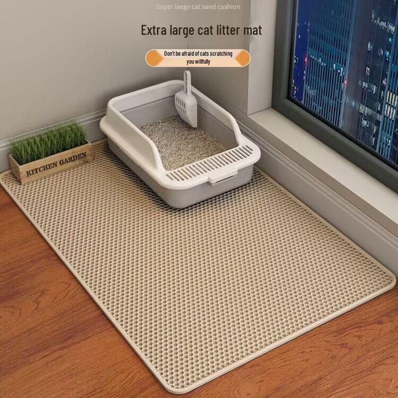 Extra Large Washable Cat Litter Box Mat - Anti-Splash, Anti-Tracking, Double Layer EVA Filter