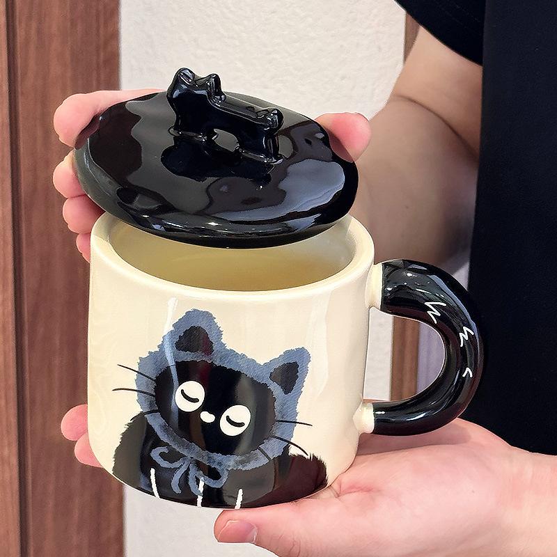 Cute Cat Cup Office Mug with Lid Water Cup Ceramic Couple Gift Souvenir Gift Box Birthday Gift
