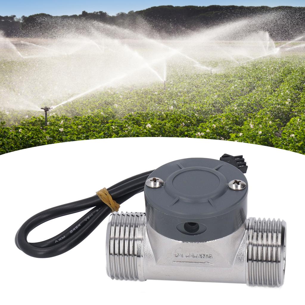 Water Flow Meter Flowmeter Counter Sensor Stainless Steel for Pool Fish Pond 3.5‑24V DC
