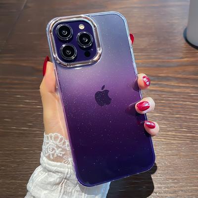 Acrylic Gradient Glitter Clear Phone Case For Iphone 14 Pro Max 13 12 11 Pro Max Xr X Xs Plus Transparent Bling Shockproof Cover