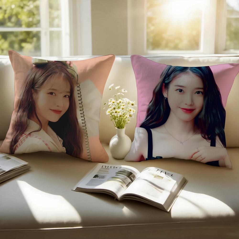 South Korea Beauty lLee Ji Eun IU Cushion Cover Pillowcase Antidustmite Invisible Zipper Short Plush Sofa Cushion