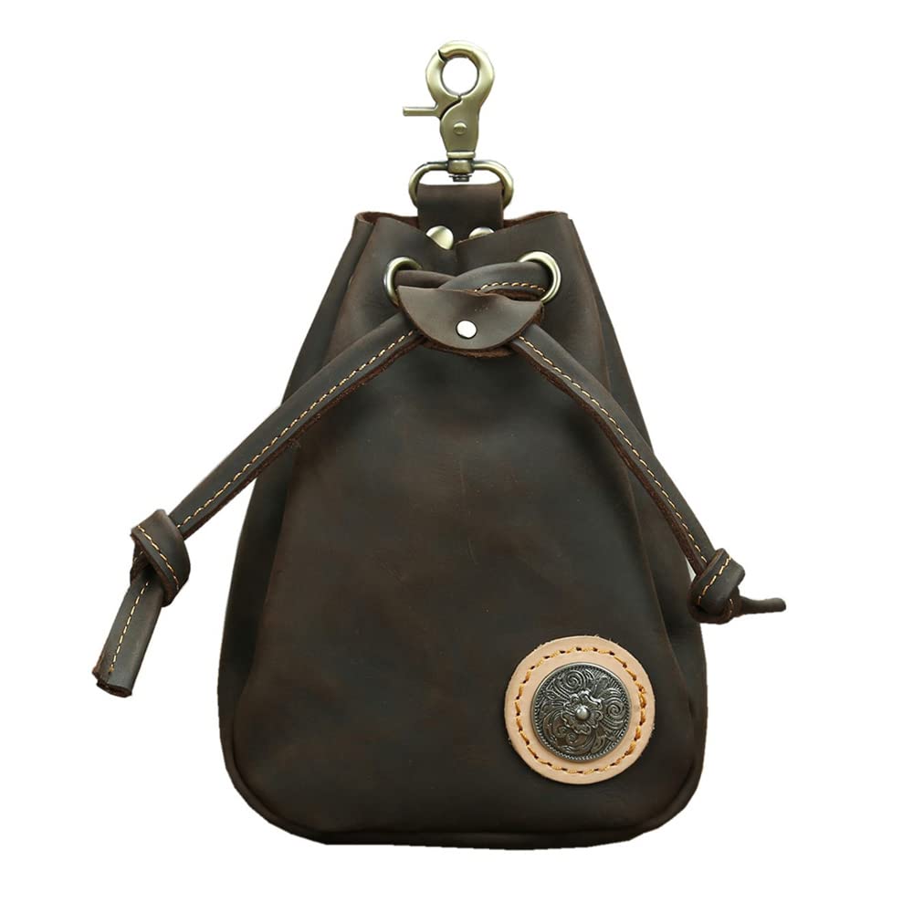 Whatna Natural Thick Cowhide Leather Coin Purse Coin Case Genuine Leather Mini Sacoche Carabiner Pouch Belt Loop Holds inch iPhone Drawstring Pouch