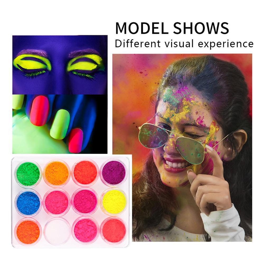 12 Colors Fluorescent Powder Luminous Powder Super Bright Light Storage Powder Nail Ornament