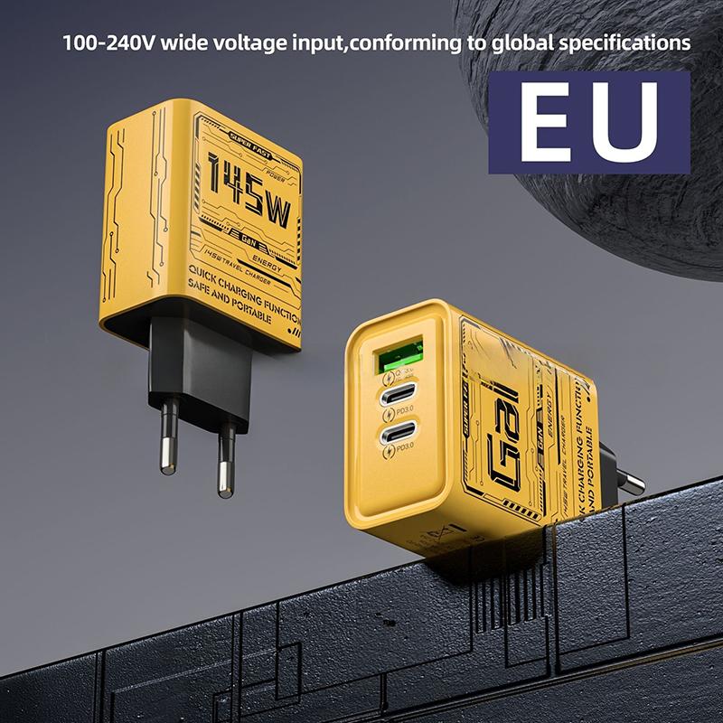 145W 3-Port Typ-C USB Gan Handy-Ladegerät Für iPhone Für Samsung Huawei Xiaomi PD Schnellladung Handy-Netzteil Reise