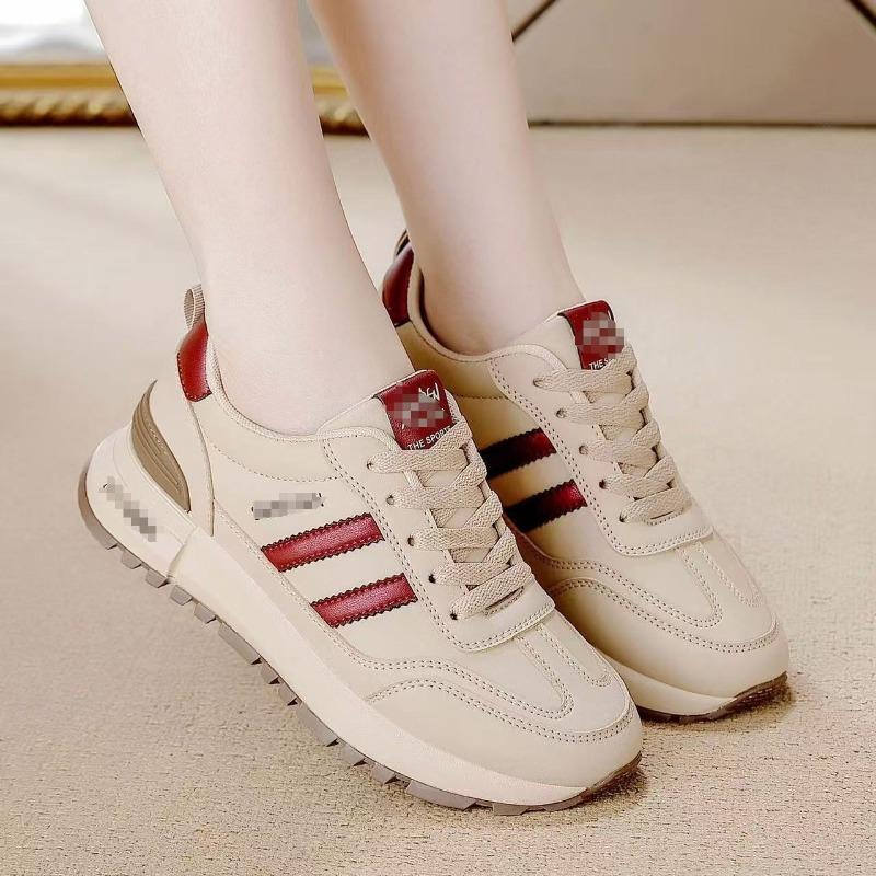 Leather Sneakers Women's New Casual Shoes Versatile Fashion Lightweight Soft Sole Non-slip Dad Shoes Women