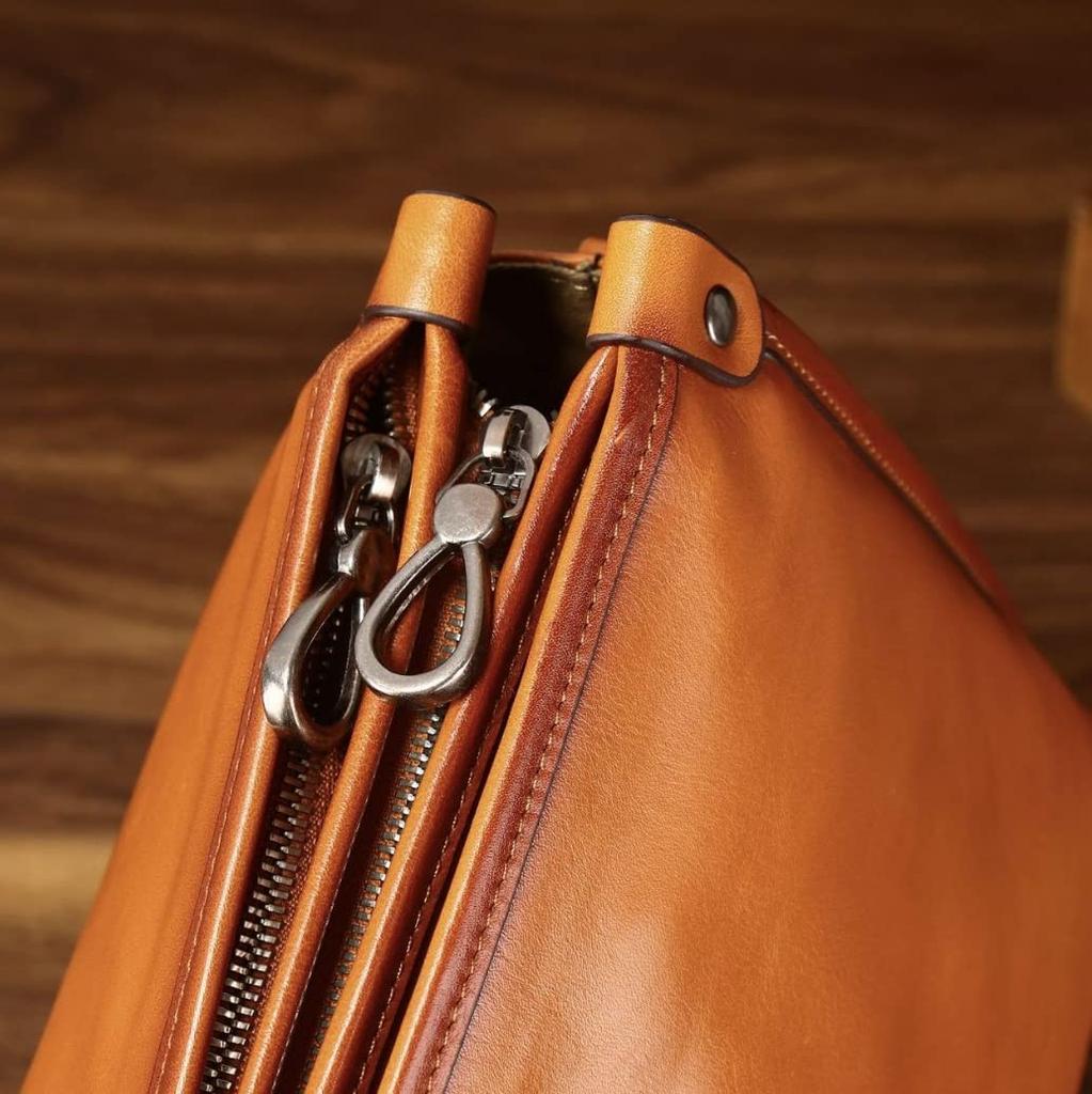 NICE SELECTION Men's Genuine Leather Shoulder Bag, Crossbody Bag, Messenger Bag, Horizontal Style, Perfect for Commuting, School, and More (Regular,