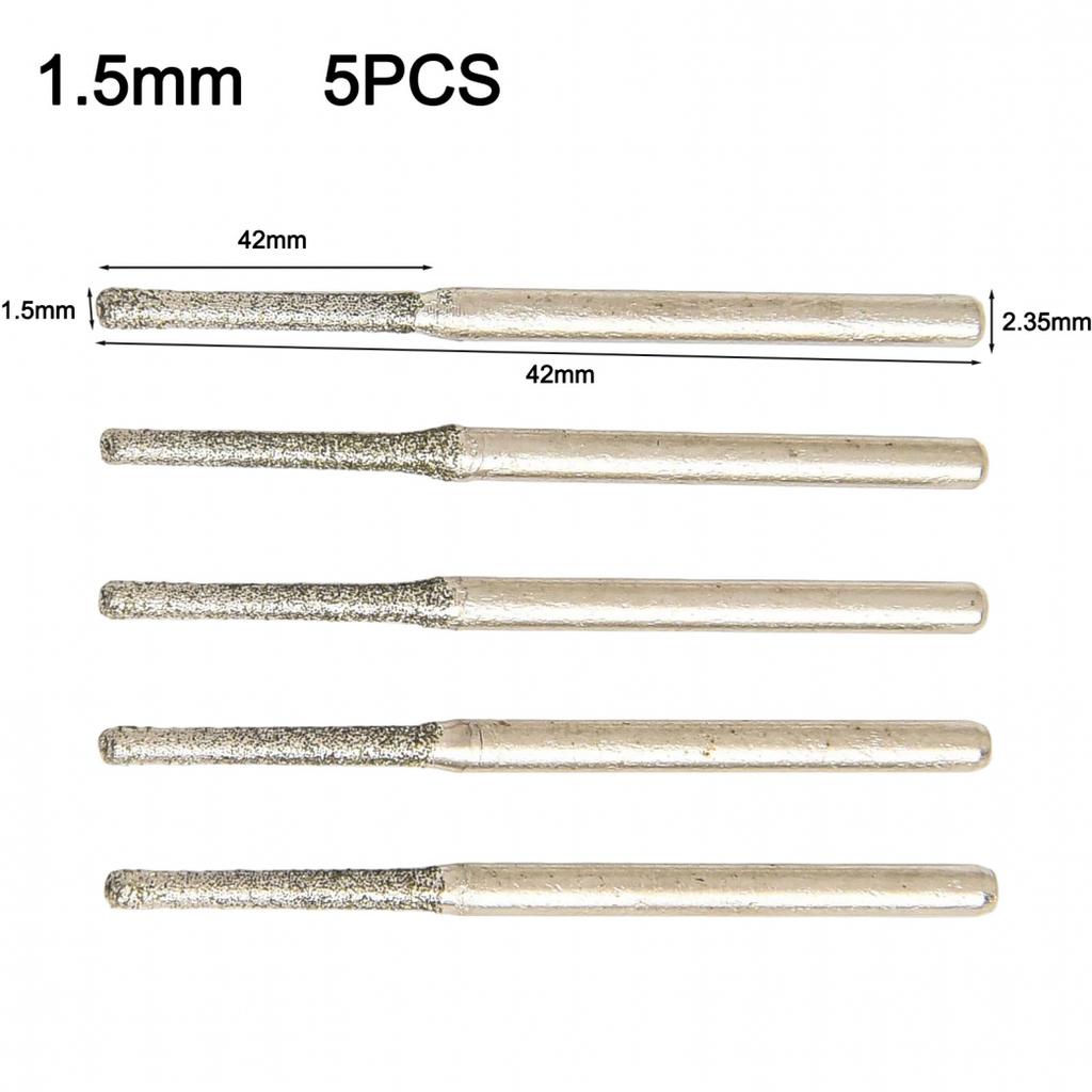 5*/ Punte diamantate 0,8-2,5 mm Gambo 2,35 mm Per Vetro Giada Ambra Vetro#