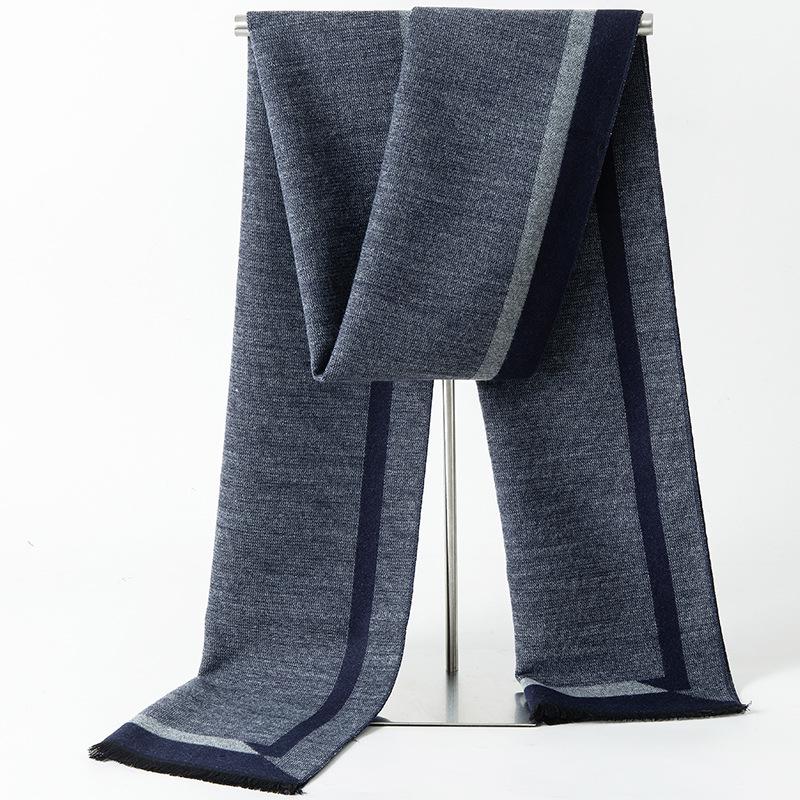 2024 Men's Brushed Imitation Cashmere Scarf - British Style, Business Casual, Autumn/Winter Accessory