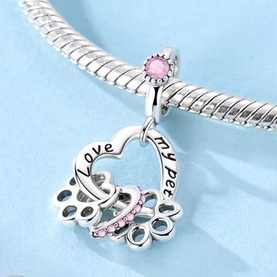 Copper Charm Heart Paw Pendant Fit Original Bracelet Diy For Woman Jewelry Gift