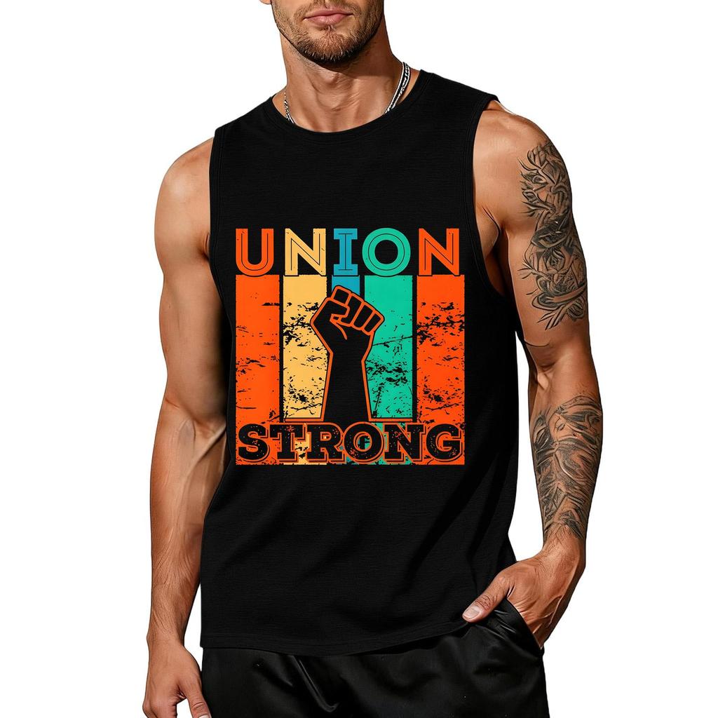 Men's Sleeveless Tank Top Casual Muscle Shirt Labor Day Union Strong Graphic Print Workout Gym Vest