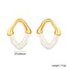 Light luxury design colored resin stud earrings Maillard style irregular hollow V-shaped earrings stainless steel gold-plated earrings