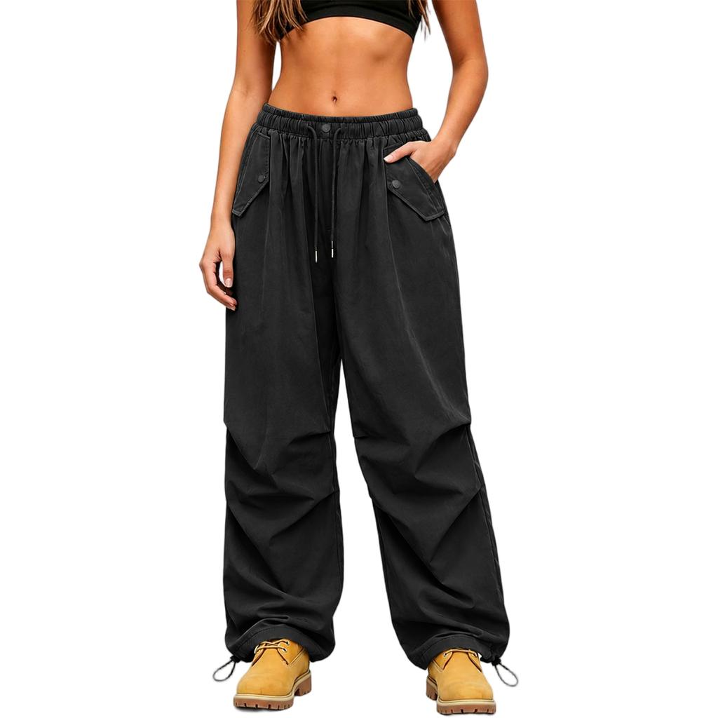 Women's High Waisted Casual Straight Leg Paneled Pants with Loose Fit for Everyday Wear