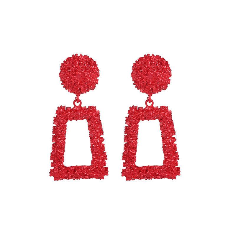 Trendy Geometric Frosted Gold Embossed Trapezoidal Earrings
