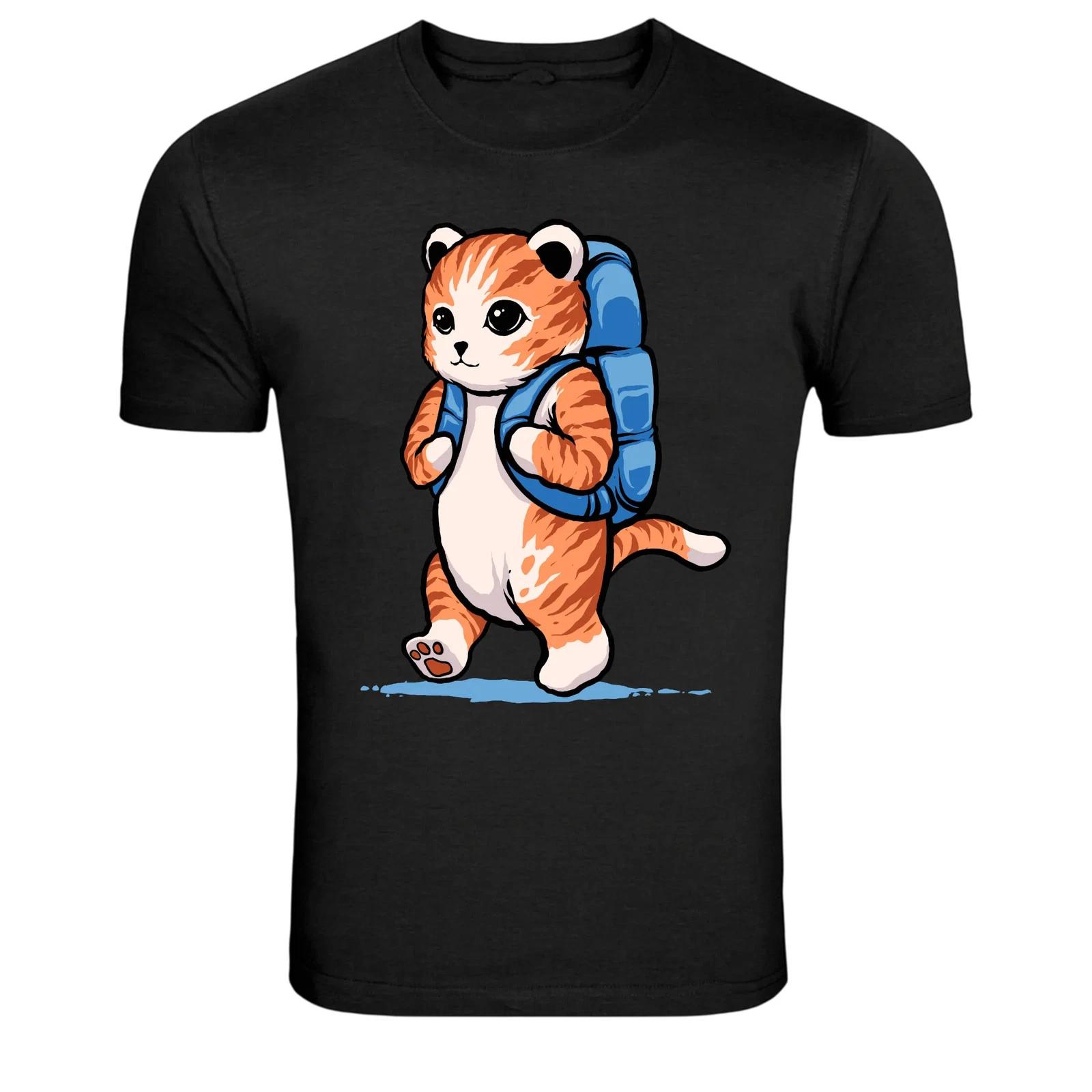 Cute Cat Backpack Adventure Cartoon Graphic T Shirt Funny Tee XXXXL
