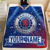 Custom Name Rangers FC Flannel Blanket, High Quality Comfortable for All Seasons, Home Decor, Warmth and Comfort
