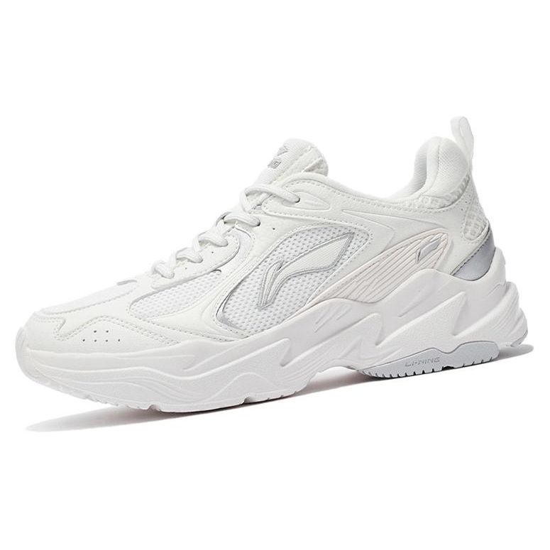 Li-Ning Trendy Versatile Shock Absorbing Non-Slip Wear-Resistant Low-Top Running Shoes Women Sneakers White ARLS008-3