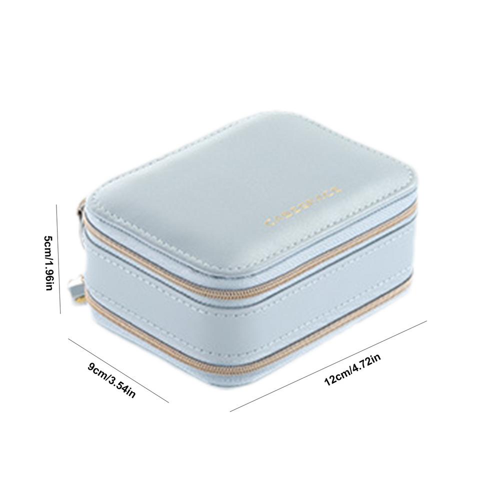 

Double Layer Jewelry Box 2-Tier Earrings Studs And Rings Box Portable Women Jewellery Organizer Large Capacity Box With Glass синій