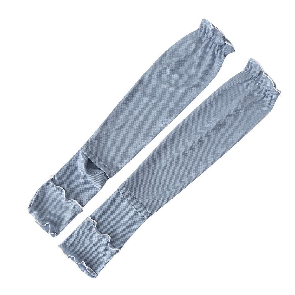 Ruffles Sunscreen Arm Sleeves Solid Color Cycling Arm Cover Breathable Ice Silk Arm Sleeves  Ladies