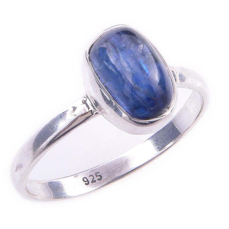 Natürlicher Kyanit-Edelstein, handgefertigt, 925er Sterlingsilber, Ringgröße 8, S4E65
