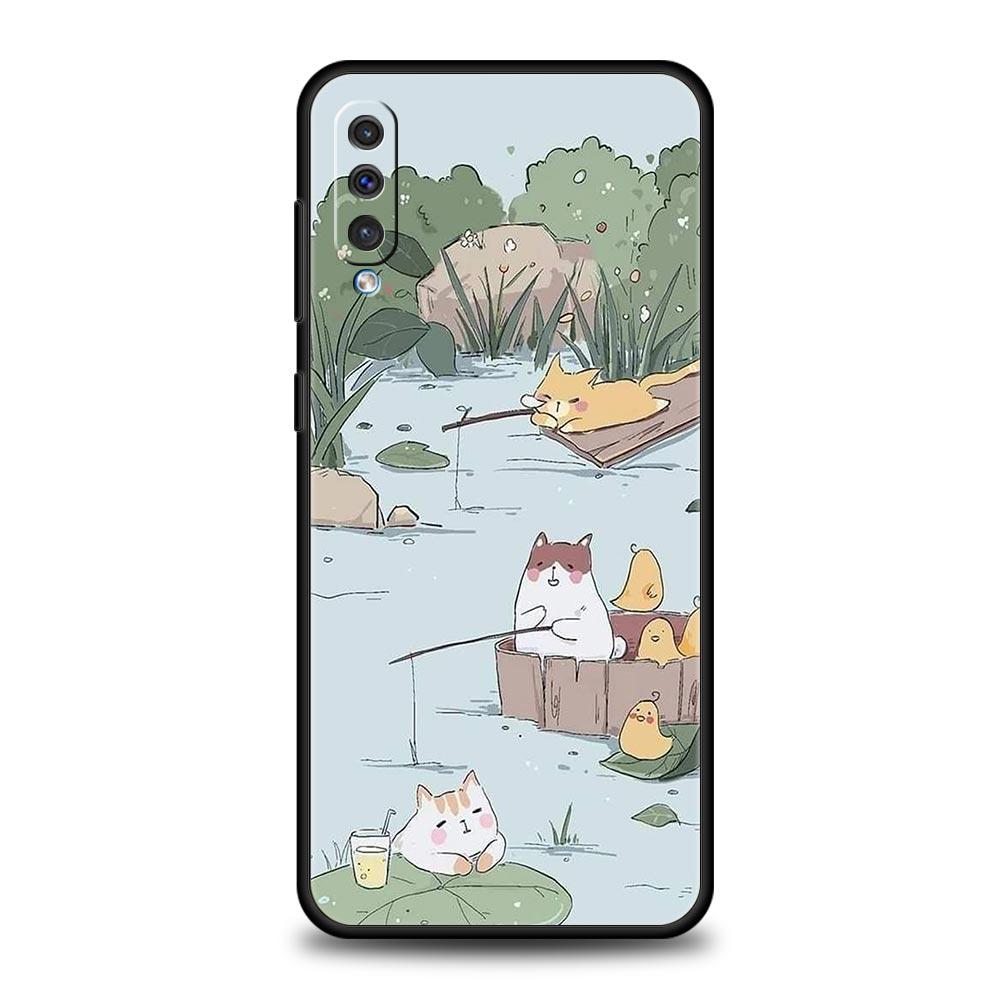 

Чехол для телефона Ловля рыбы кошкой для Samsung A26 A36 A56 A54 A52 A50 A70 A40 A20E A12 A14 A16 A22 A24 A42 A34 A32 5G A04s A06 5G Samsung A04