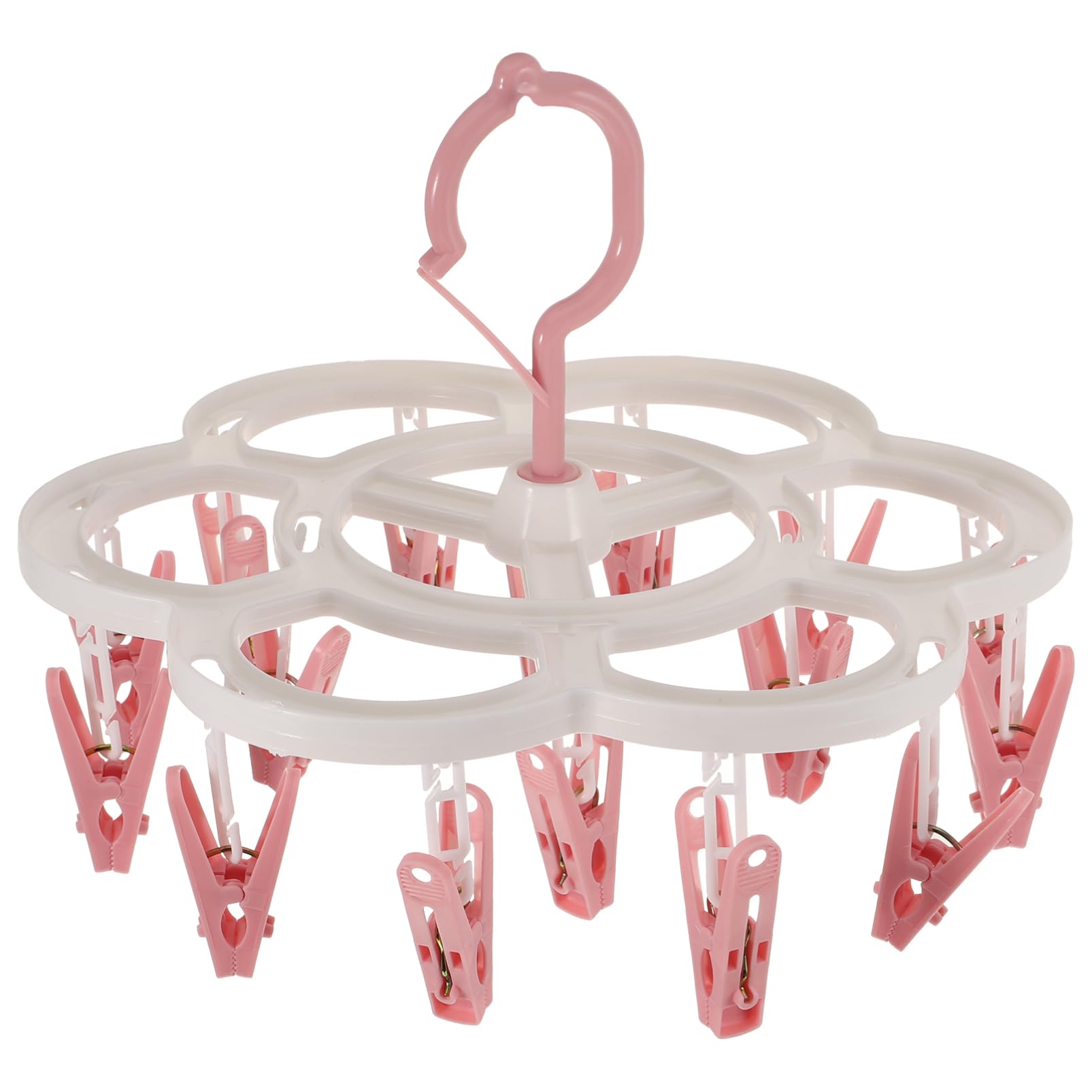 

NUOLUX Windproof Drying Home Underwear Compact Includes 16 Laundry Pink Rack, 360-Degree Rotating, Hanger, Design, Clips, розовый