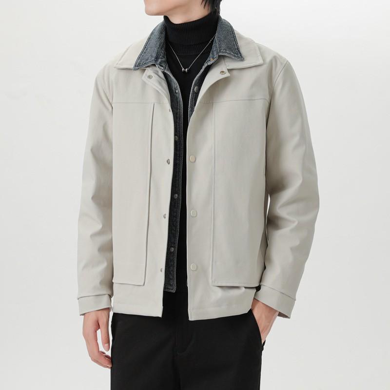 Mens Loose Fit Down Jacket With Faux Two-Piece Design 90% White Duck Winter Casual Outerwear