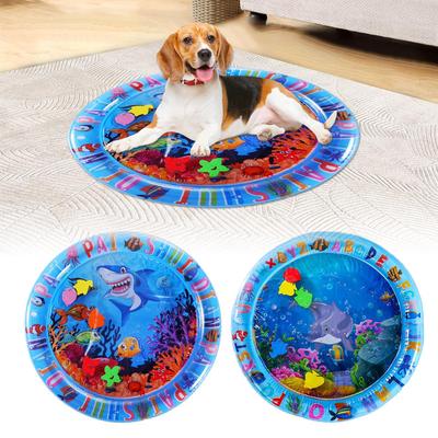 1x Aufblasbare PVC Katzen Hund Baby Spiel-Wassermatte Kleinkind-Pad Kinder Haustier Kühl-Wasserbett Bewegung Anreicherung Aktivitätsspielzeug für Kind