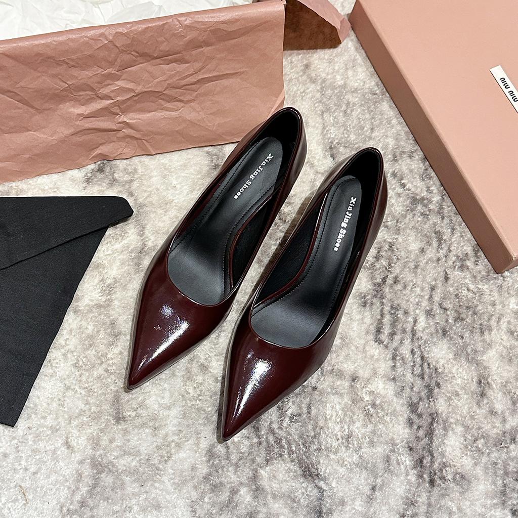 879-3 Temperament Commuter Pointed Single Shoes Spring New Light Mouth High Heel Black Single Shoes Versatile Stiletto Women's Shoes