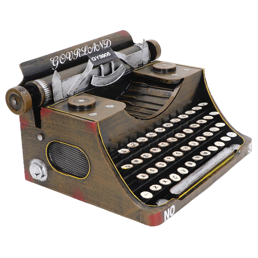 Retro Typewriter Model Reduce Stress Iron Vintage Typewriter Home Decoration Brown M