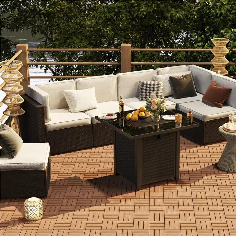 27pcs Splicing Solid Wood Flooring and DIY Interconnected Floor Tiles Are Suitable for Outdoor Gardens Terraces Swimming Pools