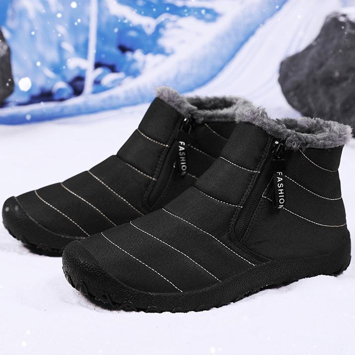 Осенние и зимние новые большие зимние ботинки для мужчин на открытом воздухе толстая и теплая хлопковая обувь с молнией и флисом зимняя мужская обувь на открытом воздухе 36 чёрный 2700₽