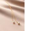 Fashion Jewelry 925 Sterling Silver Long Earrings Natural Pearl Long Chain Tassel Gold Plated Stud Earrings Ear Line for Women