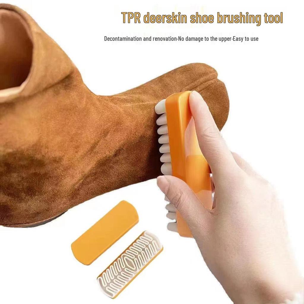 Suede Shoe Cleaning Brush with Rubber Eraser and Soft Bristles