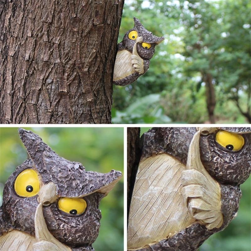 Resin Owl Tree Hanging For Garden Balconies And Courtyards Decoration Unique Resin Shoo Owl Ornament