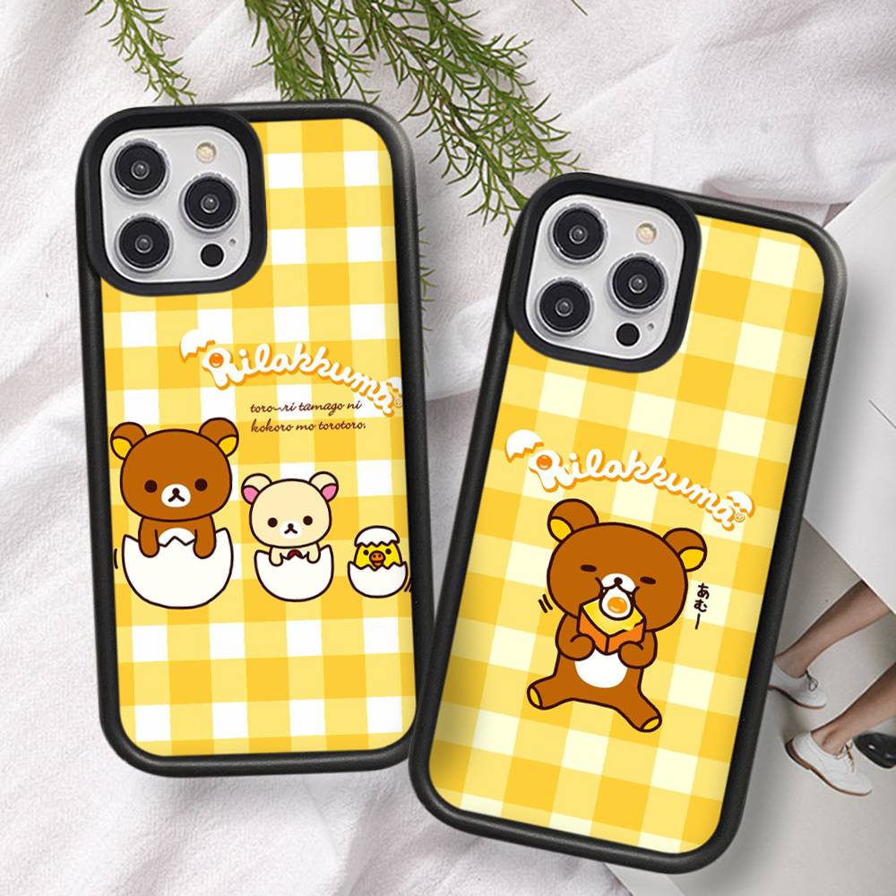 Rilakkuma Relaxed Bear For iPhone 17 16 Pro Max Air 15 14 13 12 Mini Plus 11 Hard PC+TPU Phone Back Cover